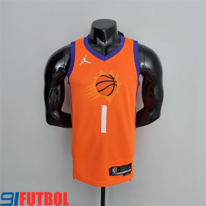 Camisetas Phoenix Suns (Booker #1) Naranja 75th Anniversary Jordan Theme