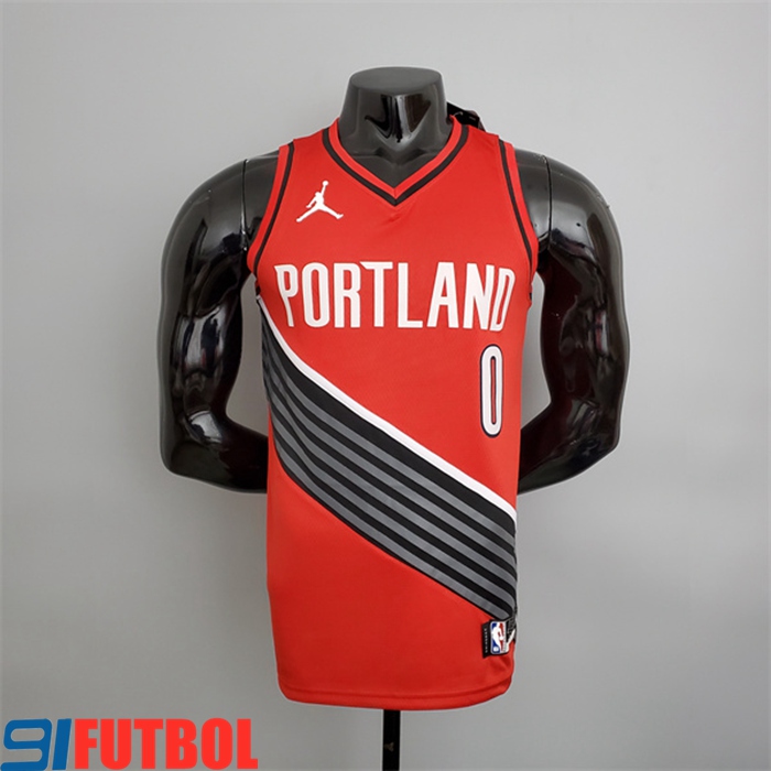 Camisetas Portland Trail Blazers (Lillard #0) Rojo Jordan Style