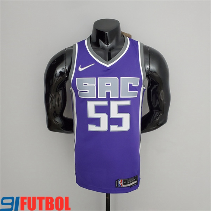 Camisetas Sacramento Kings (Williams #55) Negro/Púrpura 75th Anniversary