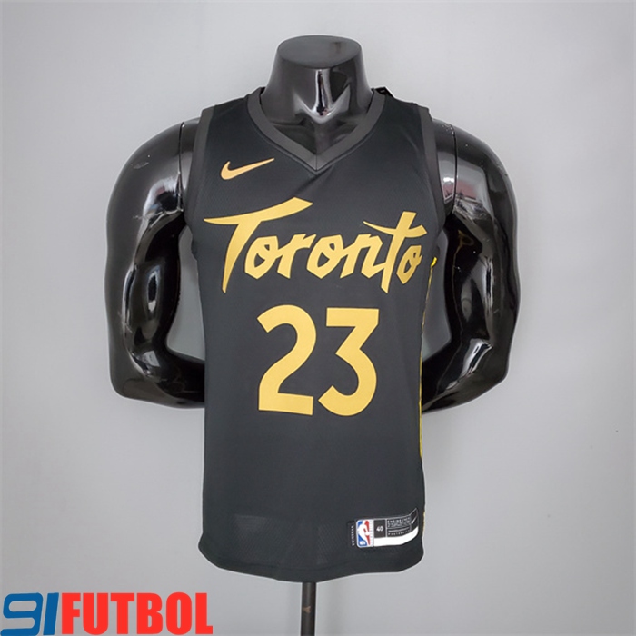 Camisetas Toronto Raptors (Vanvleet #23) 2021 Season Negro Gold