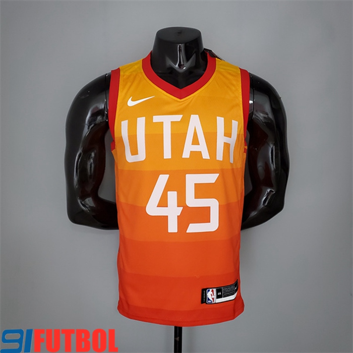 Camisetas Utah Jazz (Mitchell #45) 2019 Rainbow Gradient Naranja