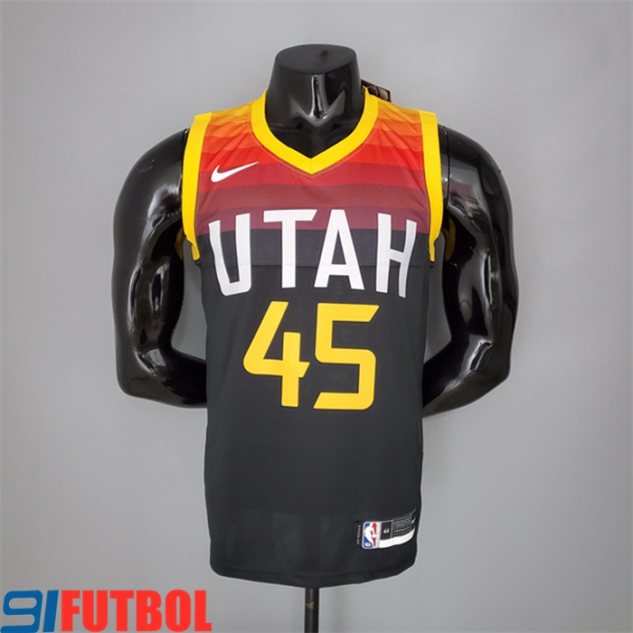Camisetas Utah Jazz (Mithcell #45) 2021 Negro/Rojo City Edition