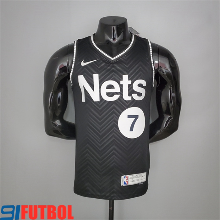 Camisetas Brooklyn Nets (Durant #7) 2021 Negro Bonus Edition