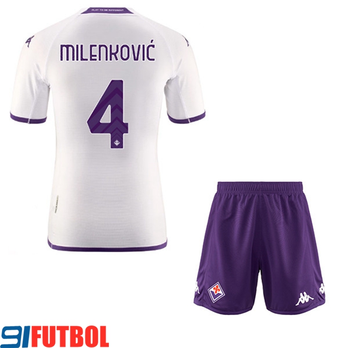Camisetas De Futbol ACF Fiorentina (MILENKOVIĆ #4) Ninos Segunda 2022/23