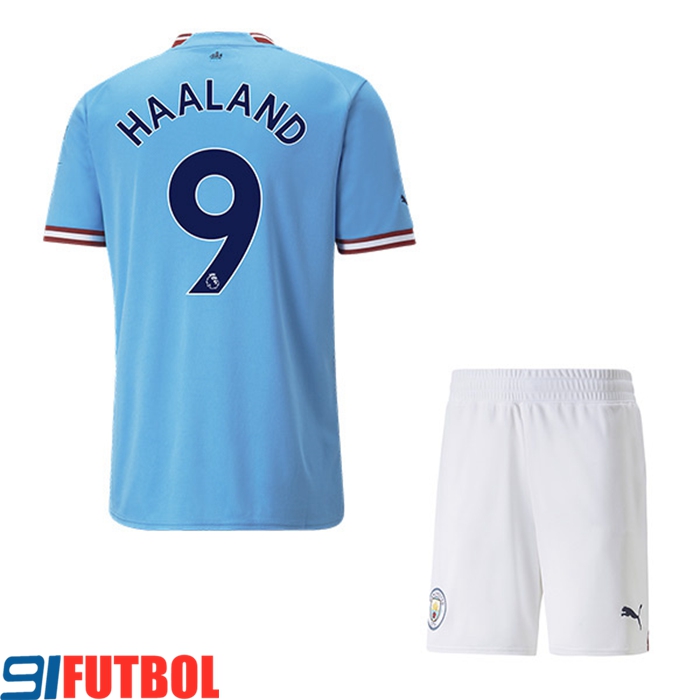 Camisetas De Futbol Manchester City (HAALAND #9) Ninos Primera 2022/23