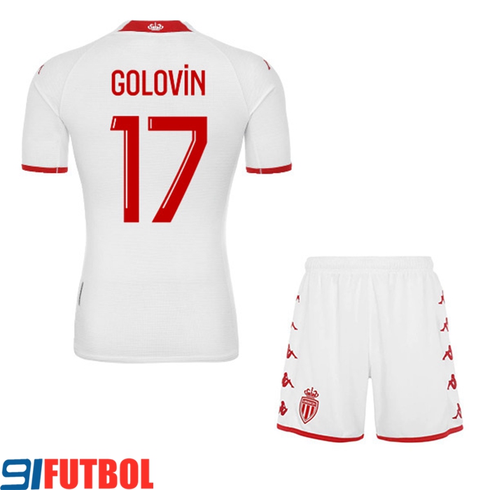 Camisetas De Futbol AS Monaco (GOLOVIN #17) Ninos Primera 2022/23