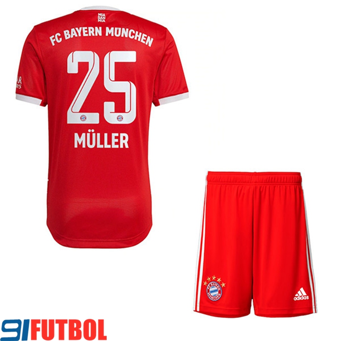 Camisetas De Futbol Bayern Munich (MÜLLER #25) Ninos Primera 2022/23