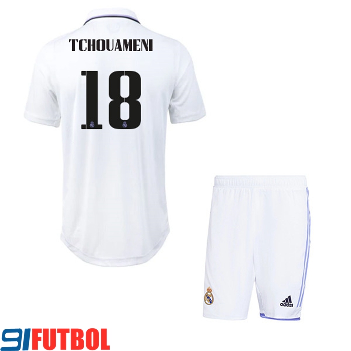 Camisetas De Futbol Real Madrid (TCHOUAMENI #18) Ninos Primera 2022/23