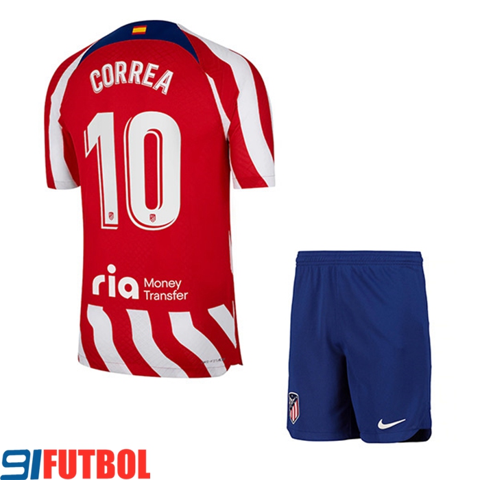 Camisetas De Futbol Atletico Madrid (CORREA #10) Ninos Primera 2022/23