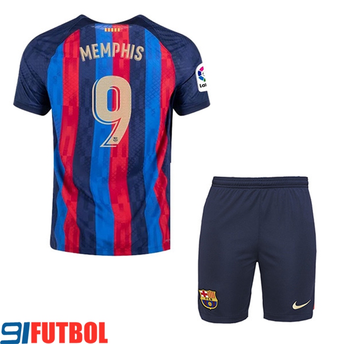 Camisetas De Futbol FC Barcelona (MEMPHIS #9) Ninos Primera 2022/23