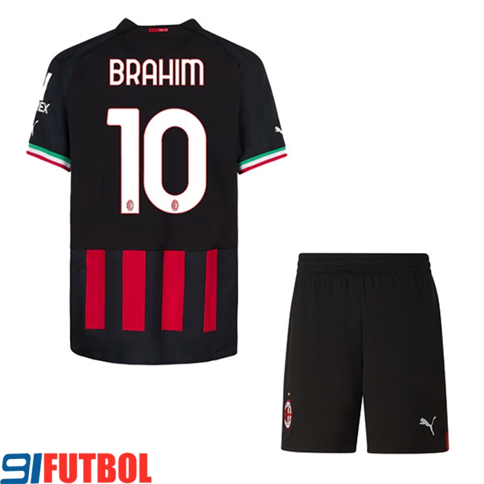 Camisetas De Futbol AC Milan (BRAHIM #10) Ninos Primera 2022/23