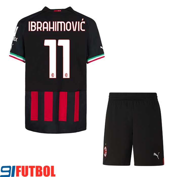 Camisetas De Futbol AC Milan (IBRAHIMOVIĆ #11) Ninos Primera 2022/23