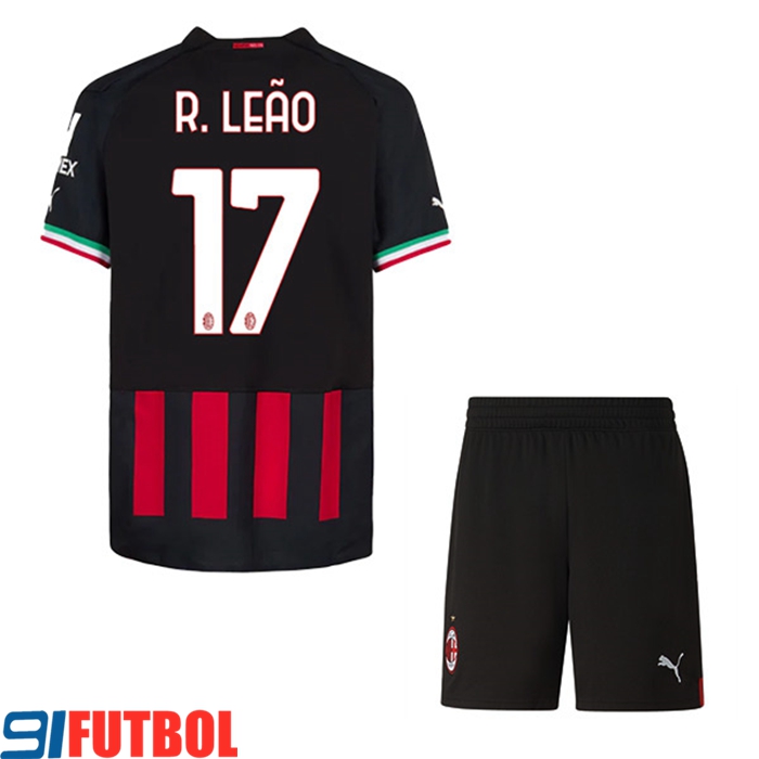 Camisetas De Futbol AC Milan (R. LEÃO #17) Ninos Primera 2022/23
