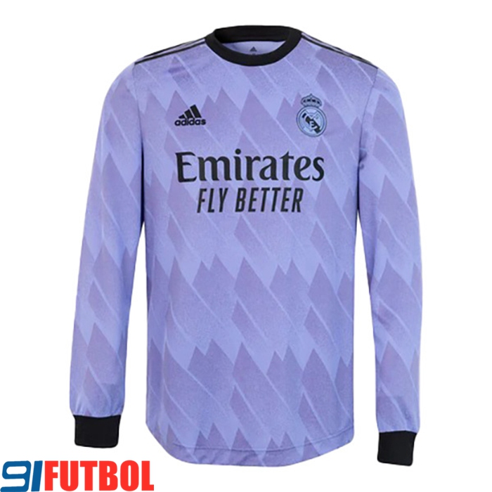 Nueva Camisetas De Futbol Real Madrid Segunda Manga Largas 2022/2023
