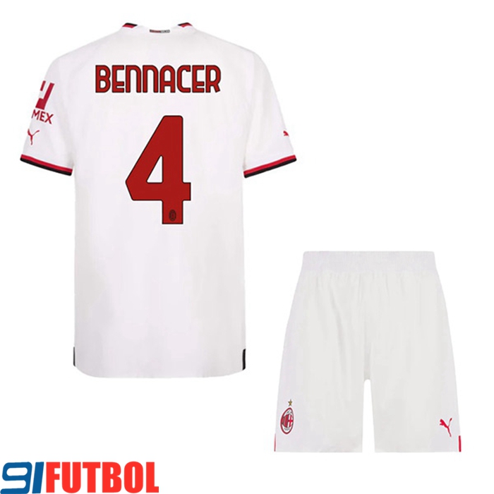 Camisetas De Futbol AC Milan (BENNACER #4) Ninos Segunda 2022/2023