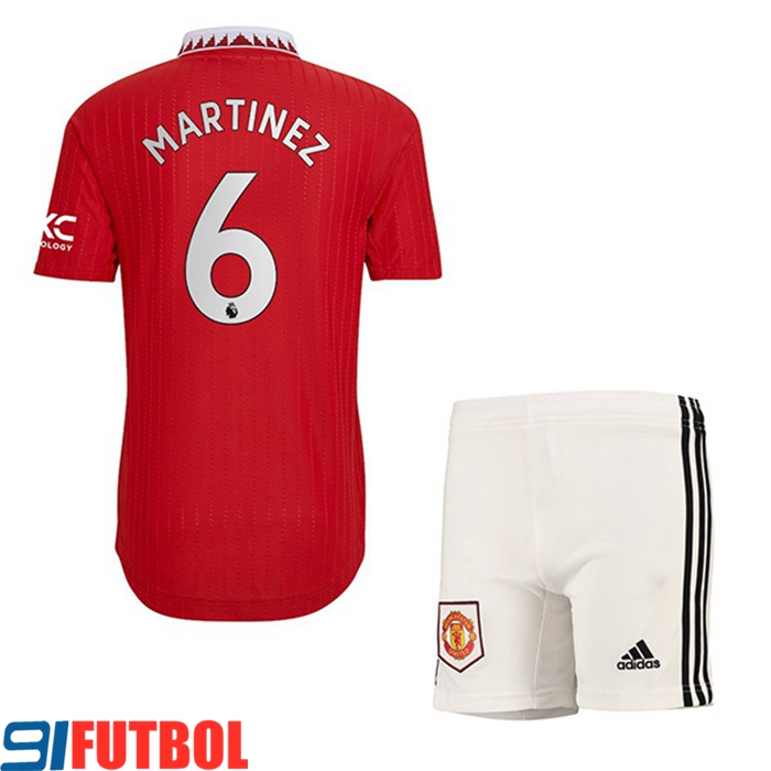 Camisetas De Futbol Manchester United (MARTÍNEZ #6) Ninos Primera 2022/2023