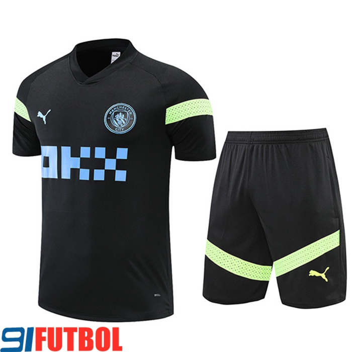 Camiseta Entrenamiento+ Cortos Manchester City Negro 2022/2023