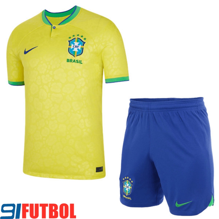 Camisetas De Futbol Brasil Primera + Cortos Copa Del Mundo 2022