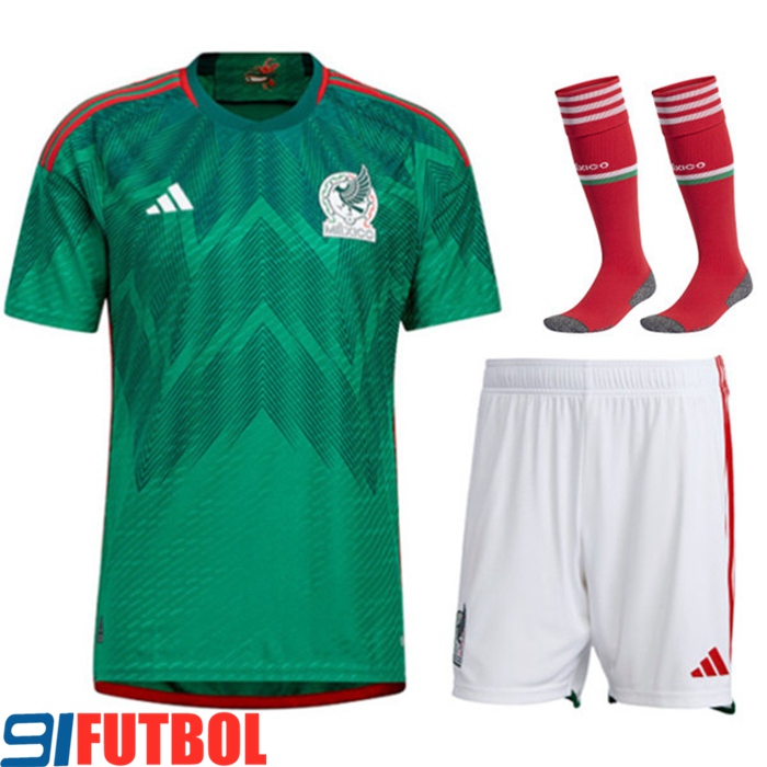 Camisetas De Futbol México Primera (Cortos + Calcetines) Copa Del Mundo 2022