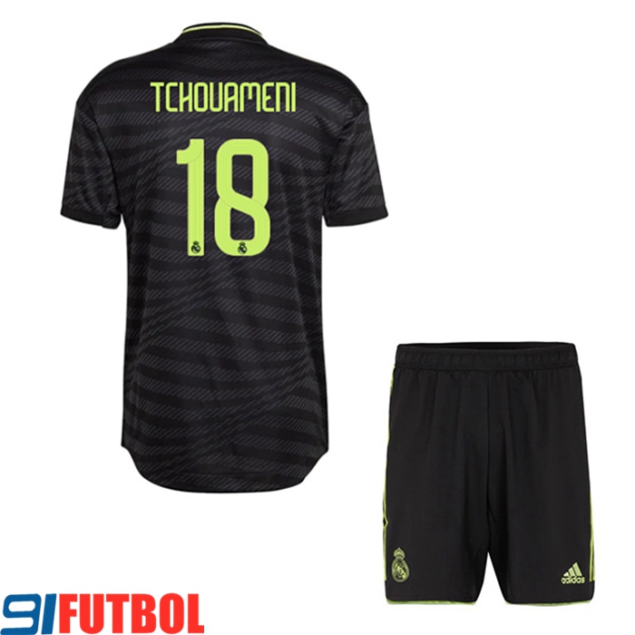 Camisetas De Futbol Real Madrid (TCHOUAMENI #18) Ninos Tercera 2022/2023