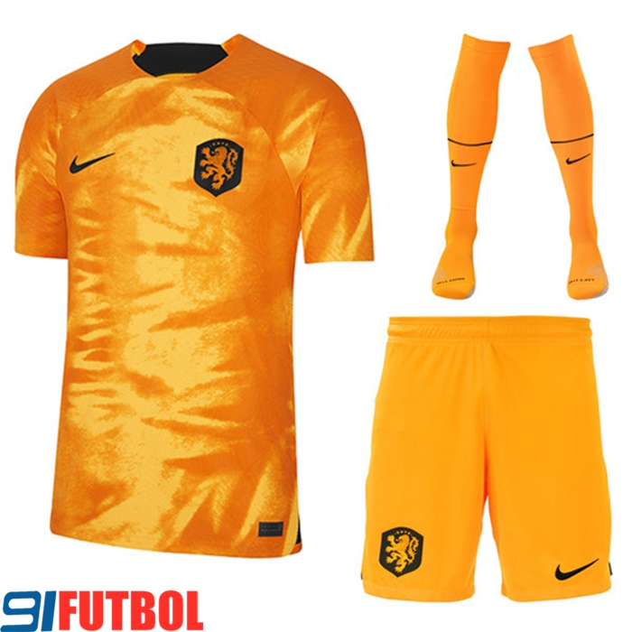 Camisetas De Futbol Países Bajos Primera (Cortos + Pantalones) 2022/2023