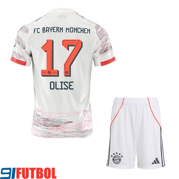 Camisetas De Futbol Bayern Munich (OLISE #17) Ninos 2025/2026 Segunda